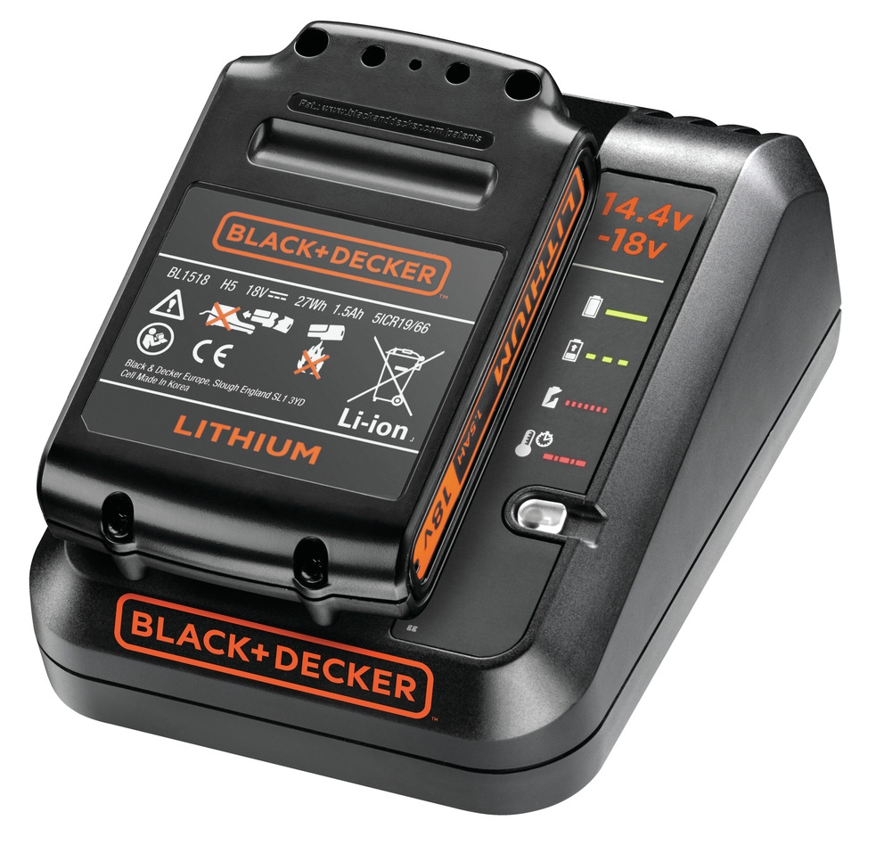 Black & Decker BDC1A15-QW Ladegerät + Akku 18 Volt 1,5 Ah Li-Ion