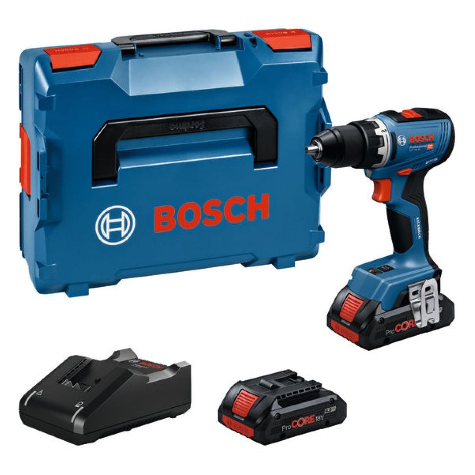 Bosch Blau 06019N3206 GSR 18V-65 Akkubohrmaschine 2x ProCORE18V 4.0 Ah und Ladegerät GAL 18V-40 in L-BOXX