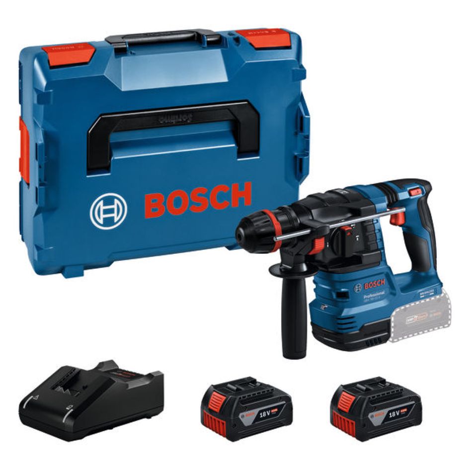 Bosch Blau 0611924101 GBH 18V-22 X Akkuhammer 2x 4,0 Ah und Ladegerät GAL 18V-40 in L-BOXX
