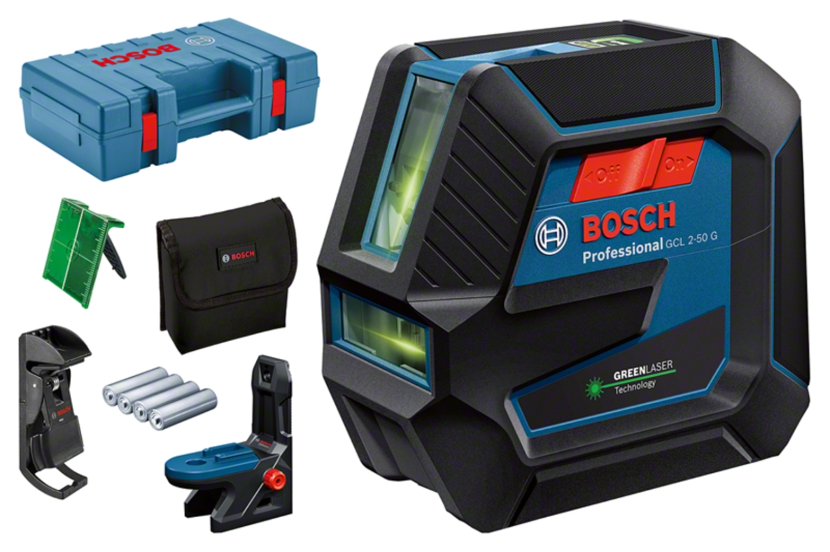 Bosch Blau 0601066M02 GCL 2-50 G Kombinationslaser grün mit Punktlaser und Linienlaser im Koffer
