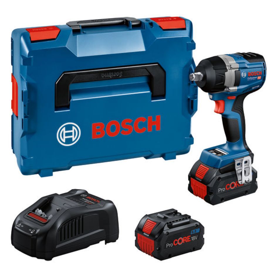 Bosch Blau 06019L9002 GDS 18V-750 C Akku-Schlagschrauber 2x ProCORE18V 8,0 Ah und Ladegerät GAL 1880 CV in L-BOXX