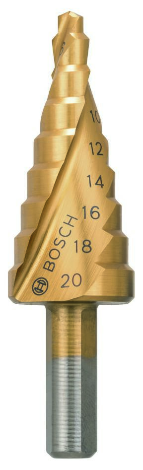 Bosch Blau Zubehör 2608597526 Stufenbohrer HSS-TiN 4 - 20 mm, 8,0 mm, 70,5 mm
