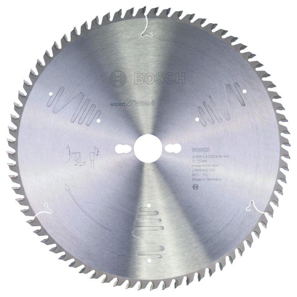 Bosch Blau Zubehör 2608642510 Hartmetall Kreissägeblatt Expert für Holz 300 x 30 x 72T