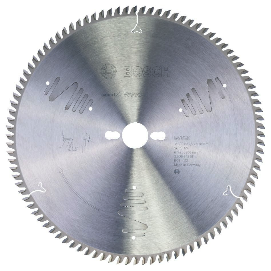 Bosch Blau Zubehör 2608642511 Hartmetall Kreissägeblatt Expert für Holz 300 x 30 x 96T
