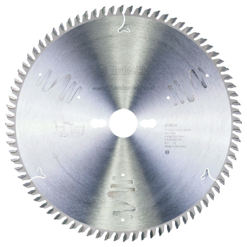 Bosch Blau Zubehör 2608642516 Hartmetall Kreissägeblatt Expert für Schichtstoffplatten 250 x 30 x 80T