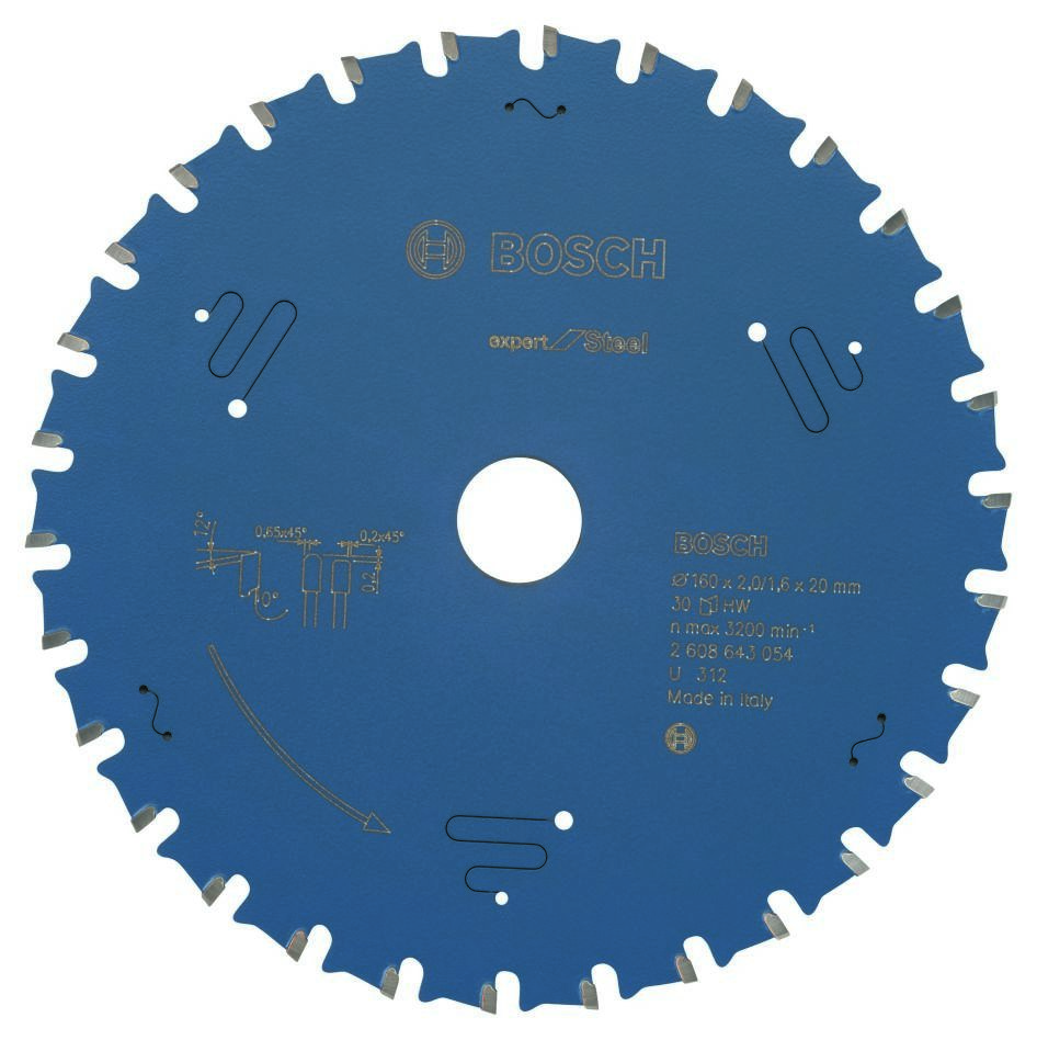 Bosch Blau Zubehör 2608643054 Hartmetall Kreissägeblatt Expert für Stahl 160 x 20 x 30T