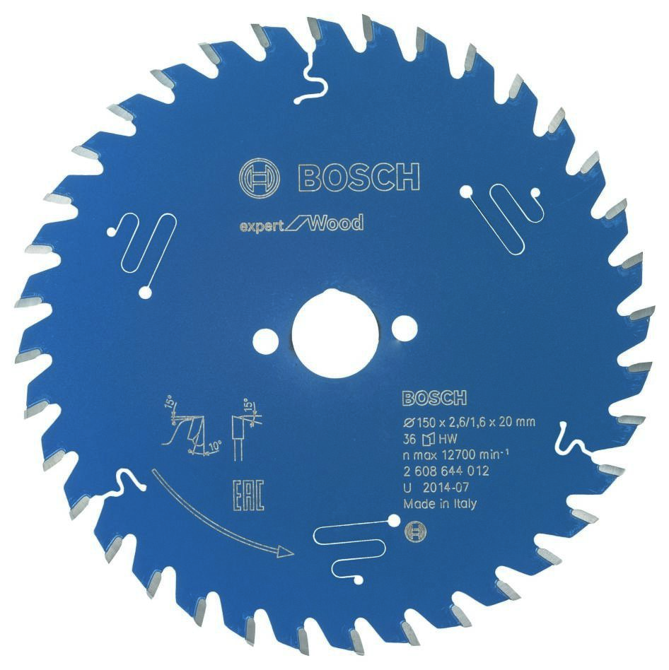 Bosch Blau Zubehör 2608644012 Hartmetall Kreissägeblatt Expert für Holz 150 x 20 x 36T