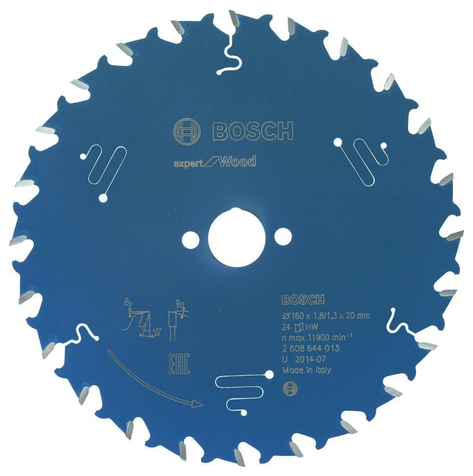 Bosch Blau Zubehör 2608644013 Hartmetall Kreissägeblatt Expert für Holz 160 x 20 x 24T