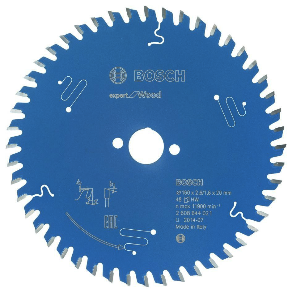 Bosch Blau Zubehör 2608644021 Kreissägeblatt 160x20x2.6/1.6x48T