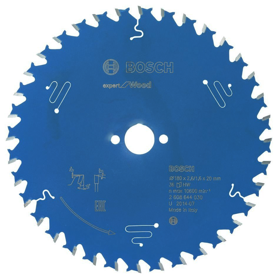 Bosch Blau Zubehör 2608644030 Hartmetall Kreissägeblatt Expert für Holz 180 x 20 x 36T