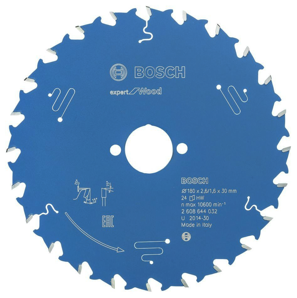 Bosch Blau Zubehör 2608644032 Hartmetall Kreissägeblatt Expert für Holz 180 x 30 x 24T