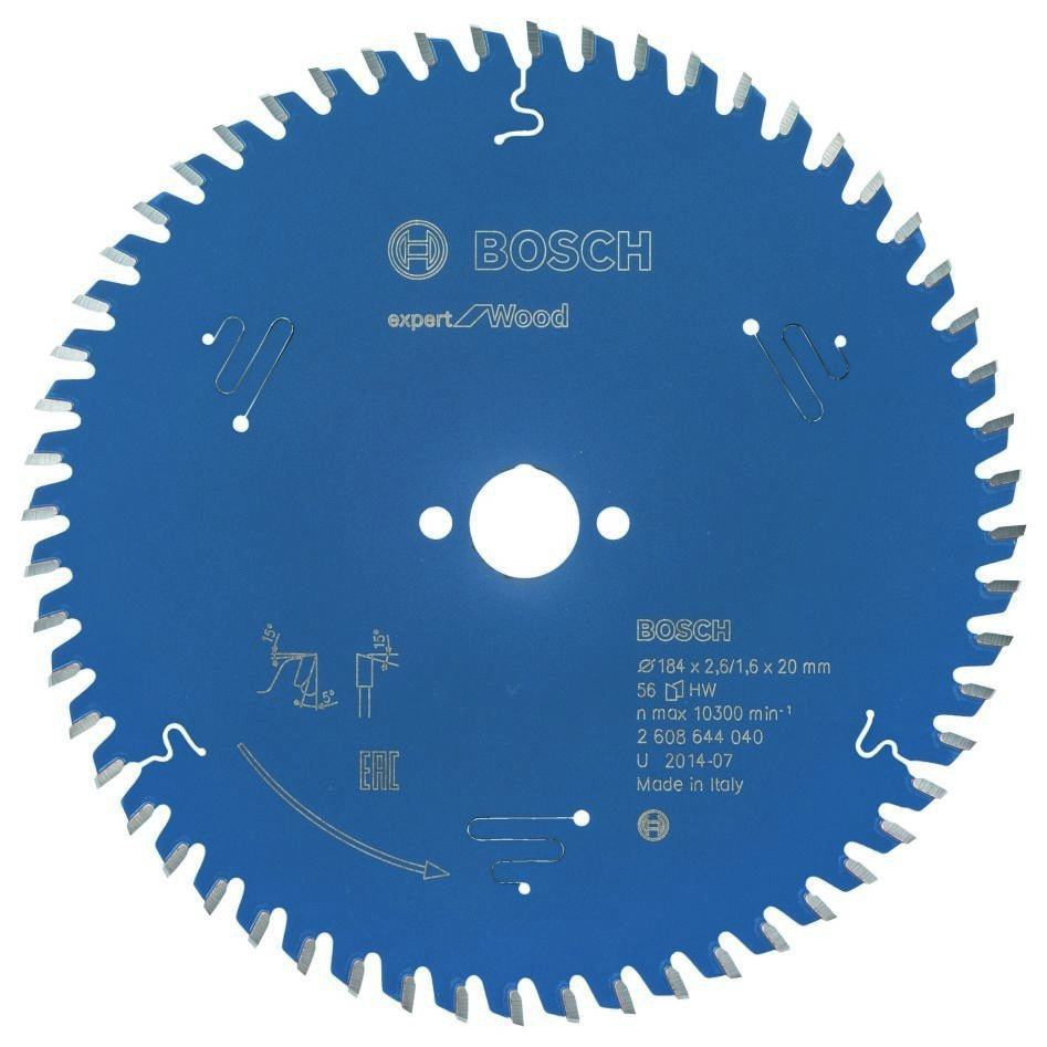 Bosch Blau Zubehör 2608644040 Hartmetall Kreissägeblatt Expert für Holz 184 x 20 x 56T