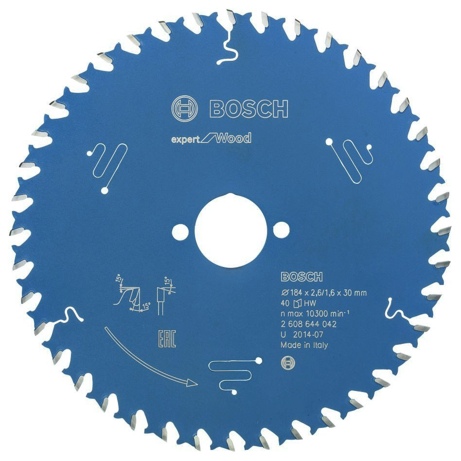 Bosch Blau Zubehör 2608644042 Hartmetall Kreissägeblatt Expert für Holz 184 x 30 x 40T