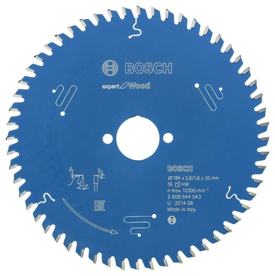 Bosch Blau Zubehör 2608644043 Hartmetall Kreissägeblatt Expert für Holz 184 x 30 x 56T