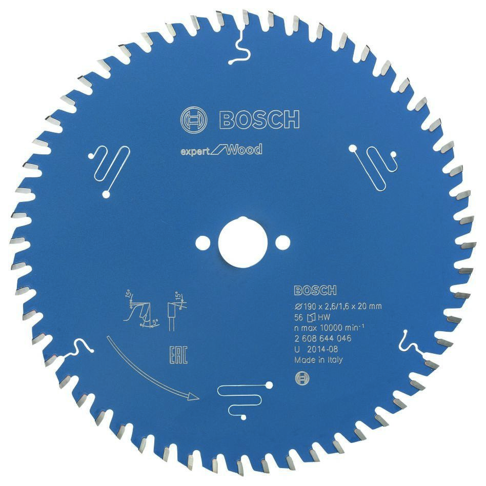Bosch Blau Zubehör 2608644046 Hartmetall Kreissägeblatt Expert für Holz 190 x 20 x 56T