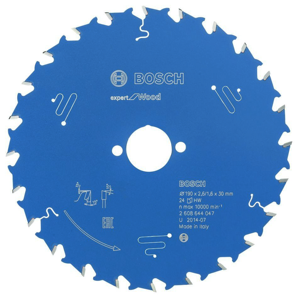 Bosch Blau Zubehör 2608644047 Hartmetall Kreissägeblatt Expert für Holz 190 x 30 x 24T