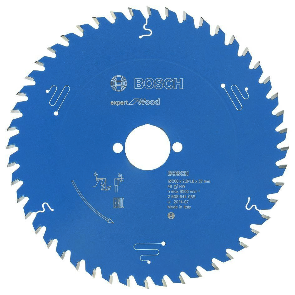 Bosch Blau Zubehör 2608644055 Hartmetall Kreissägeblatt Expert für Holz 200 x 32 x 48T