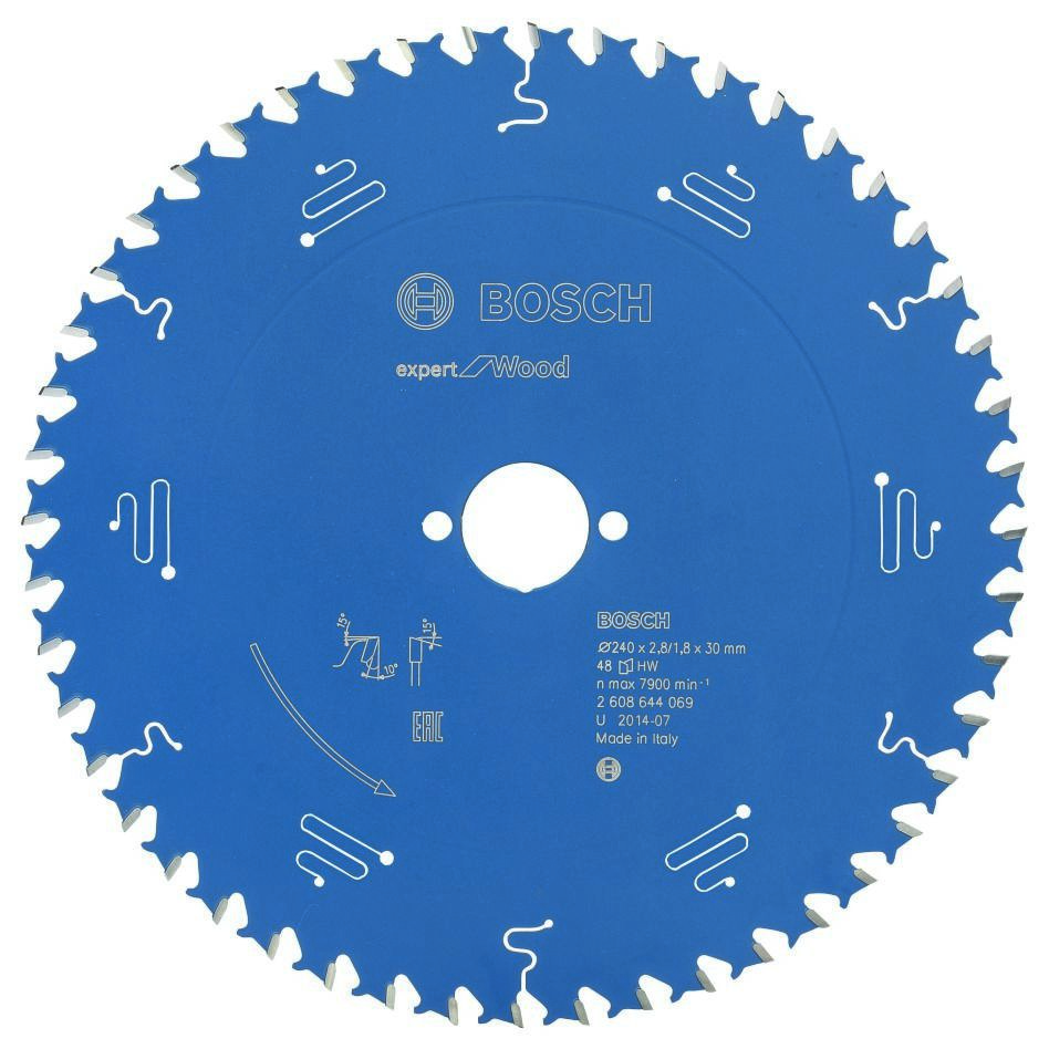 Bosch Blau Zubehör 2608644069 Hartmetall Kreissägeblatt Expert für Holz 240 x 30 x 48T