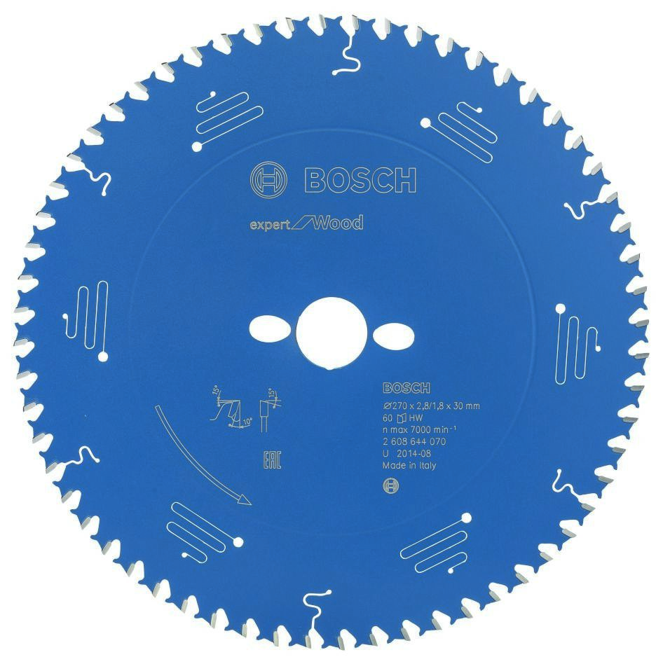 Bosch Blau Zubehör 2608644070 Hartmetall Kreissägeblatt Expert für Holz 270 x 30 x 60T