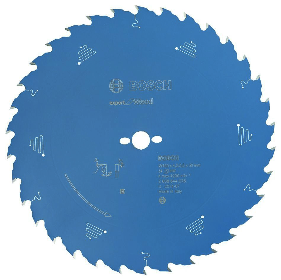 Bosch Blau Zubehör 2608644078 Hartmetall Kreissägeblatt Expert für Holz 450 x 30 x 34T