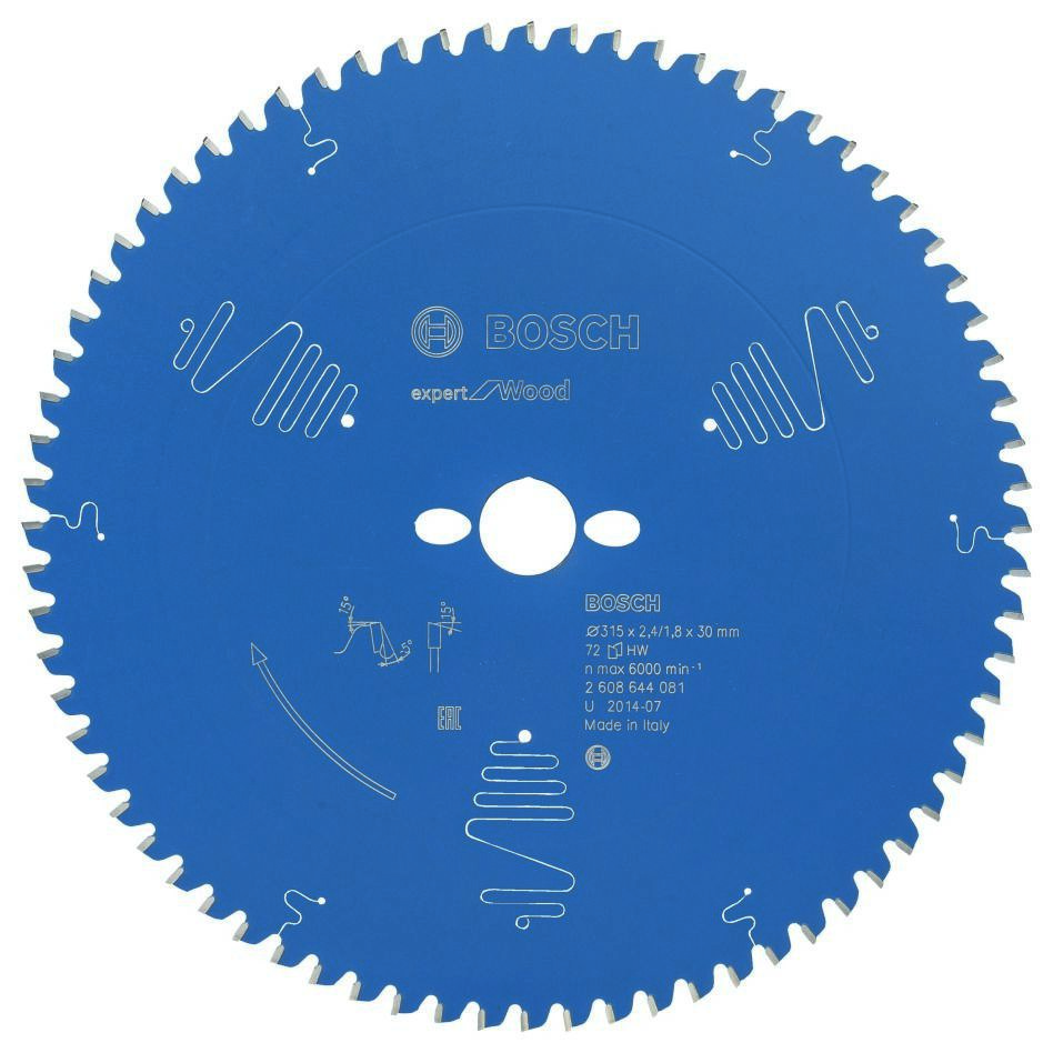 Bosch Blau Zubehör 2608644081 Hartmetall Kreissägeblatt Expert für Holz 315 x 30 x 72T