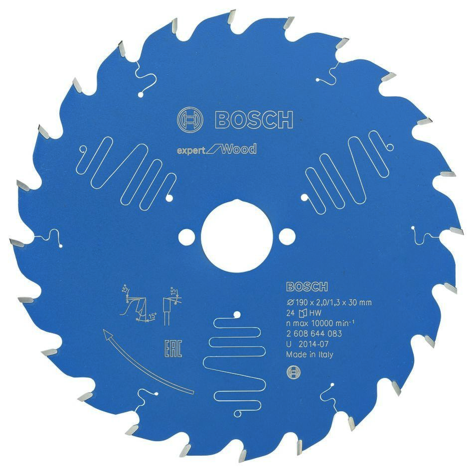 Bosch Blau Zubehör 2608644083 Hartmetall Kreissägeblatt Expert für Holz 190 x 30 x 24T