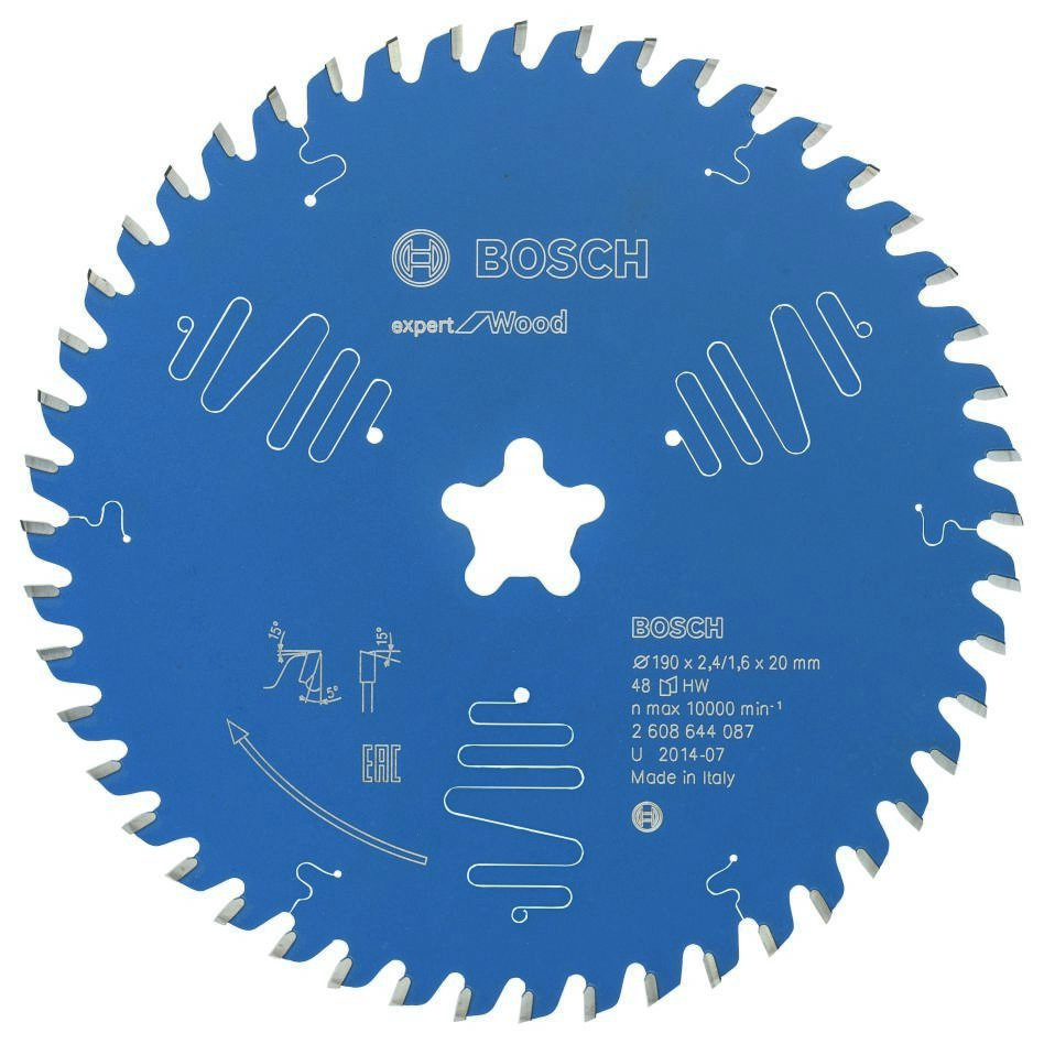 Bosch Blau Zubehör 2608644087 Hartmetall Kreissägeblatt Expert für Holz 190 x 48T