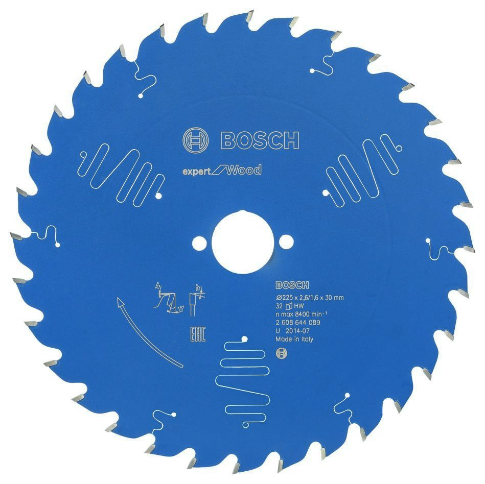 Bosch Blau Zubehör 2608644089 Hartmetall Kreissägeblatt Expert für Holz 225 x 30 x 32T