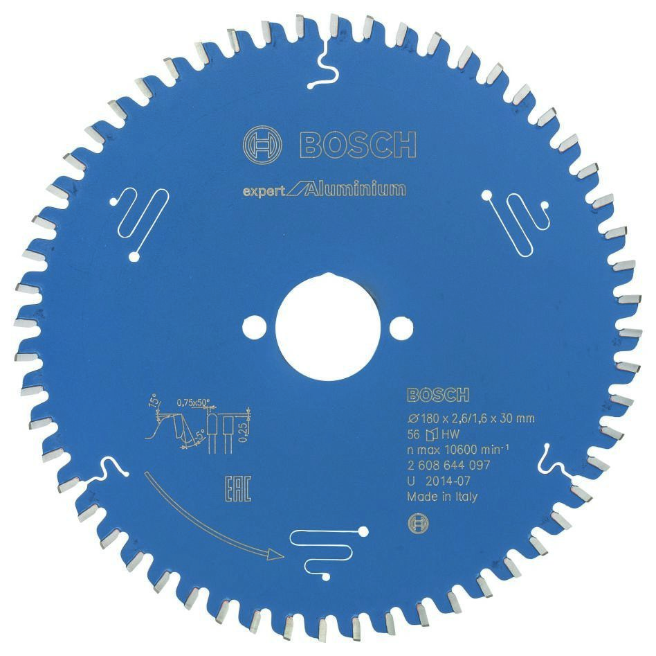 Bosch Blau Zubehör 2608644097 Hartmetall Kreissägeblatt Expert für Aluminium 180 x 30 x 56T