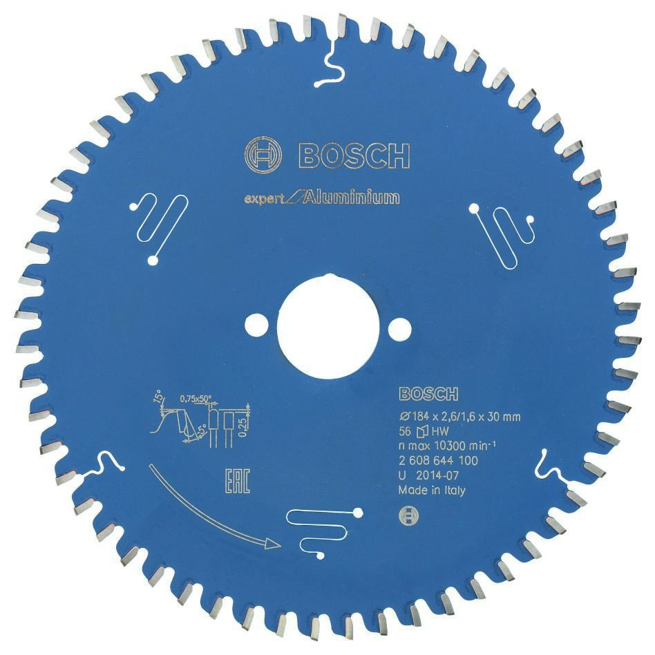 Bosch Blau Zubehör 2608644100 Hartmetall Kreissägeblatt Expert für Aluminium 184 x 30 x 56T