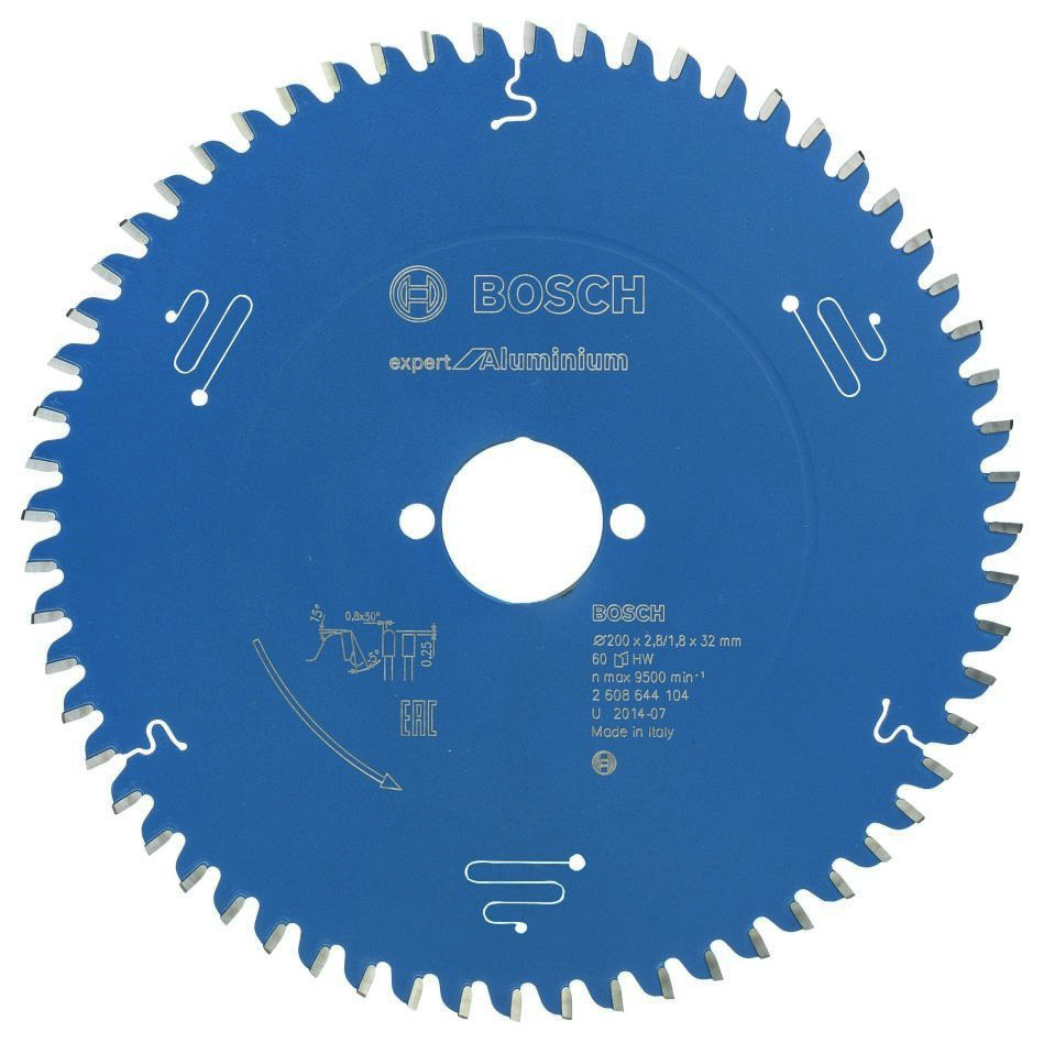 Bosch Blau Zubehör 2608644104 Hartmetall Kreissägeblatt Expert für Aluminium 200 x 32 x 60T
