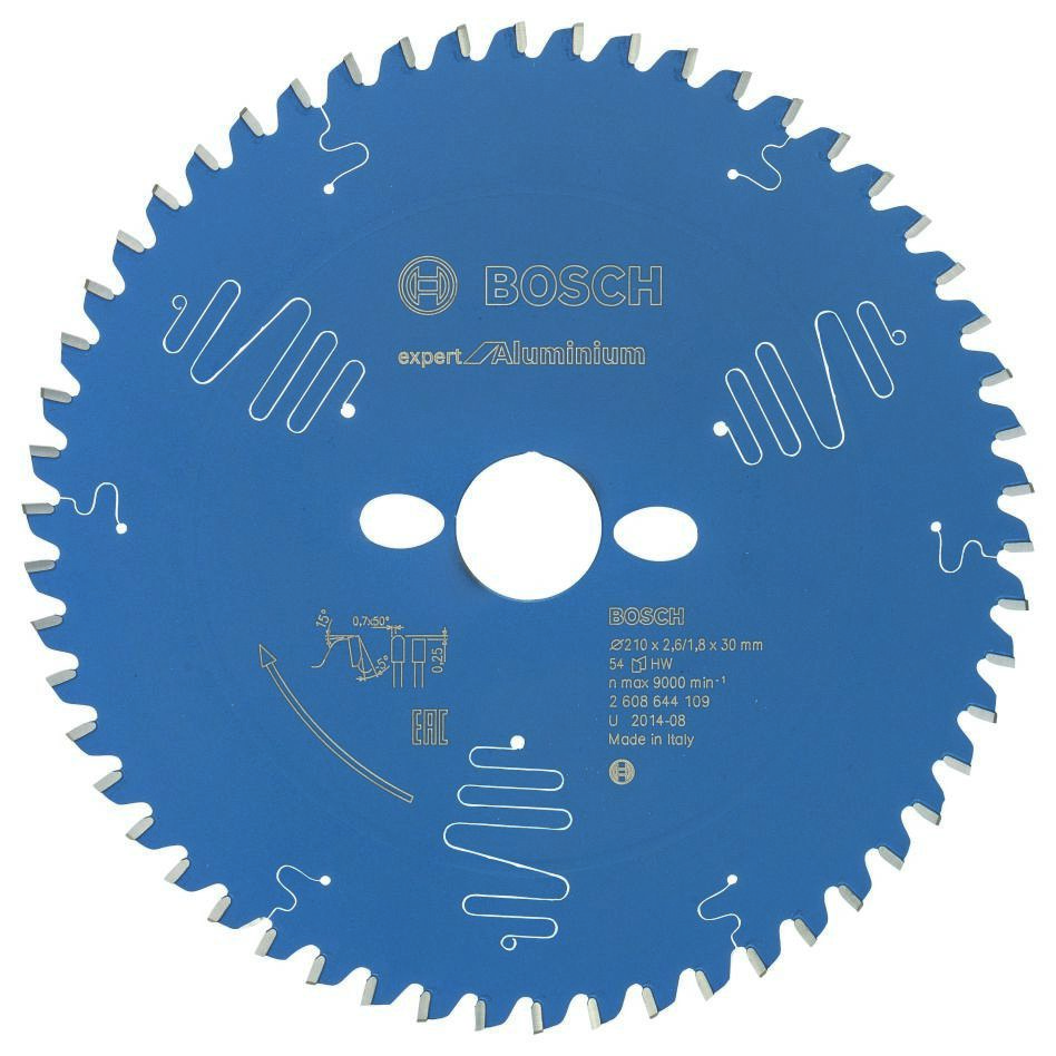 Bosch Blau Zubehör 2608644109 Hartmetall Kreissägeblatt Expert für Aluminium 210 x 30 x 54T