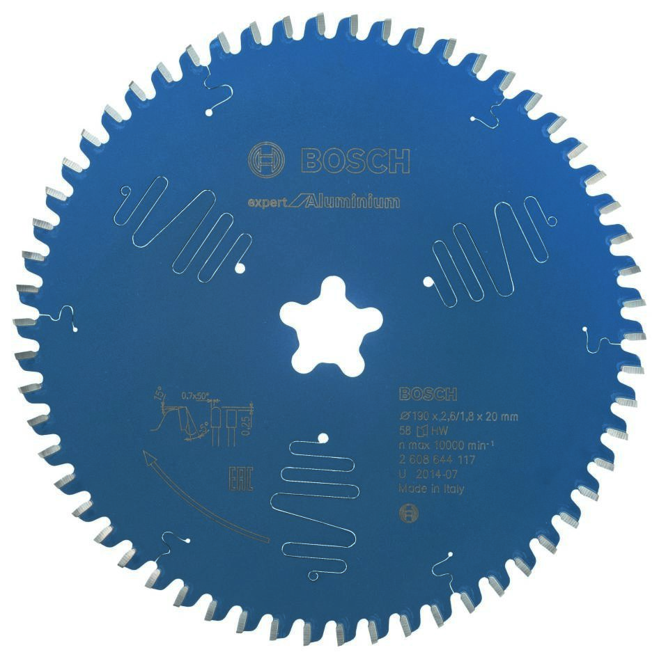 Bosch Blau Zubehör 2608644117 Hartmetall Kreissägeblatt Expert für Aluminium 190 x 58T