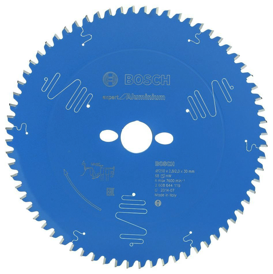 Bosch Blau Zubehör 2608644119 Hartmetall Kreissägeblatt Expert für Aluminium 250 x 30 x 68T