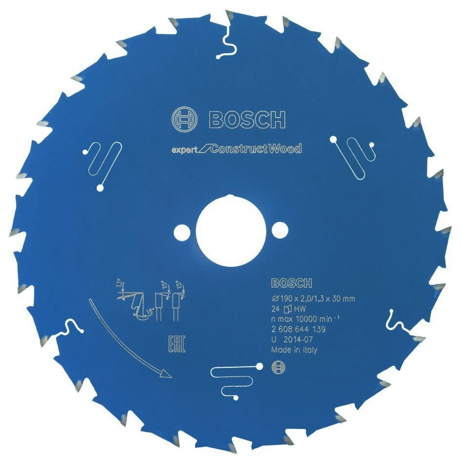 Bosch Blau Zubehör 2608644139 Hartmetall Kreissägeblatt Expert für Construct Wood 190 x 30 x 24T