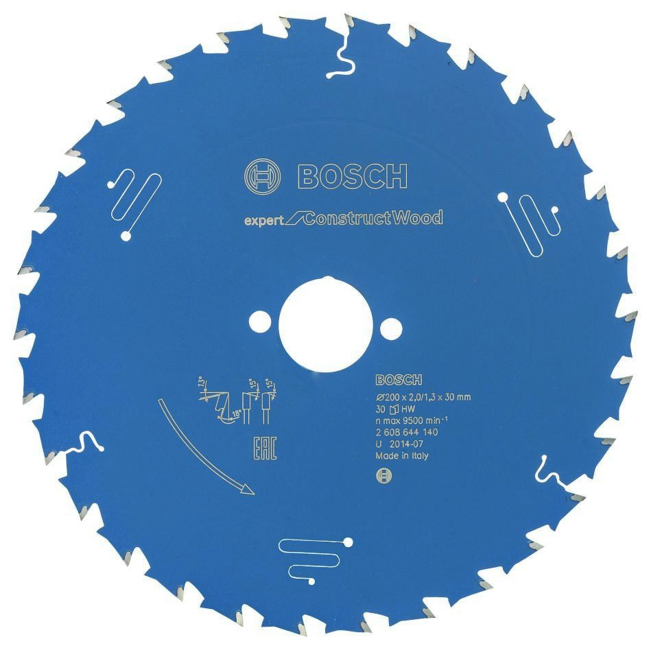 Bosch Blau Zubehör 2608644140 Hartmetall Kreissägeblatt Expert für Construct Wood 200 x 30 x 30T