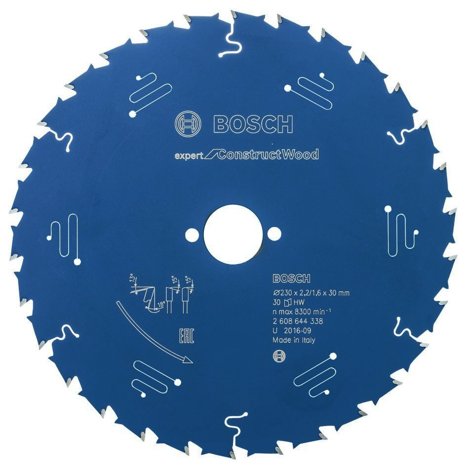 Bosch Blau Zubehör 2608644338 Hartmetall Kreissägeblatt Expert für Construct Wood 230 x 30 x 30T