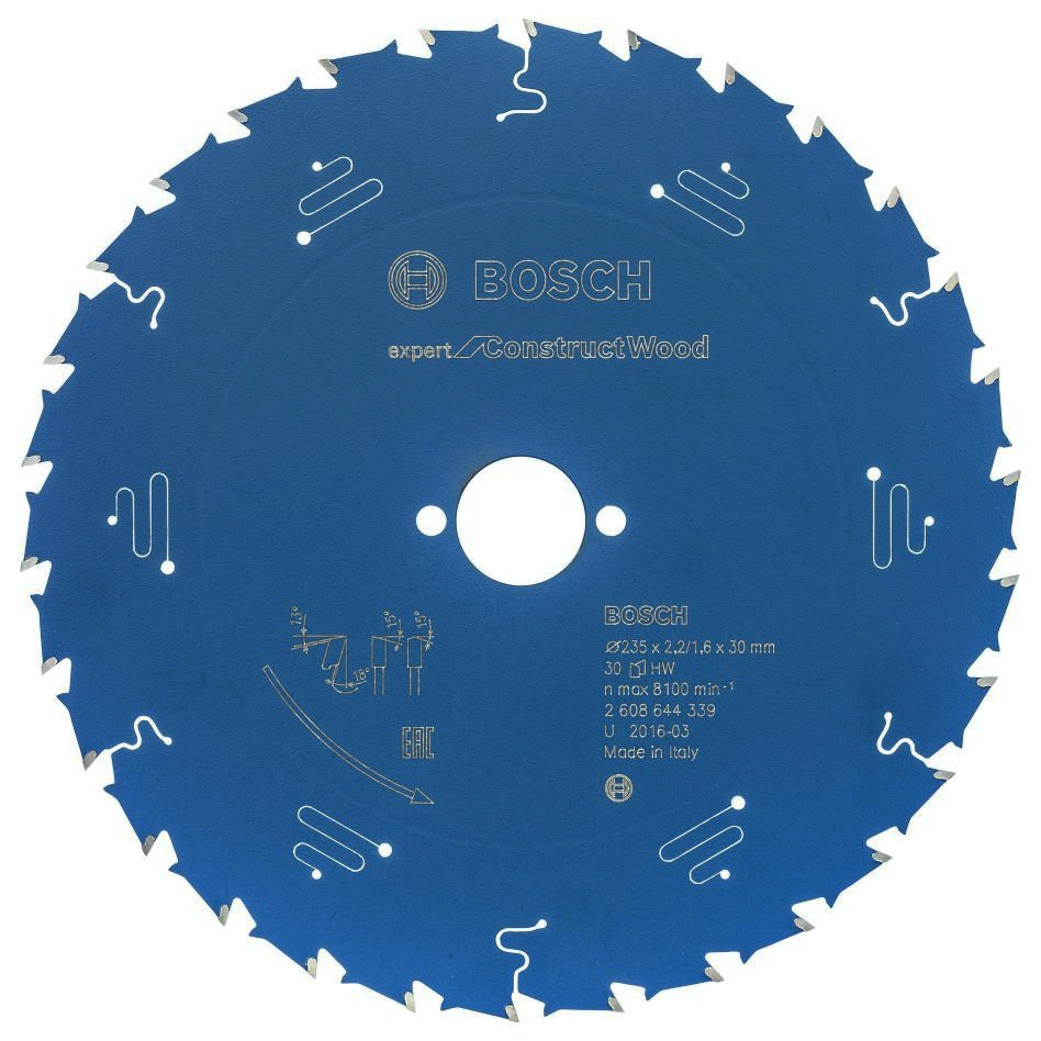 Bosch Blau Zubehör 2608644339 Hartmetall KreissägeblattExpert für Construct Wood 235 x 30 x 30T