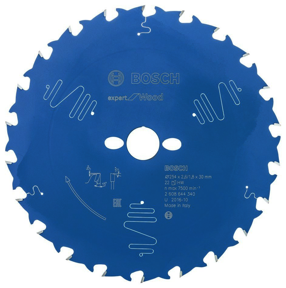 Bosch Blau Zubehör 2608644340 Hartmetall Kreissägeblatt Expert für Holz 254 x 30 x 22T