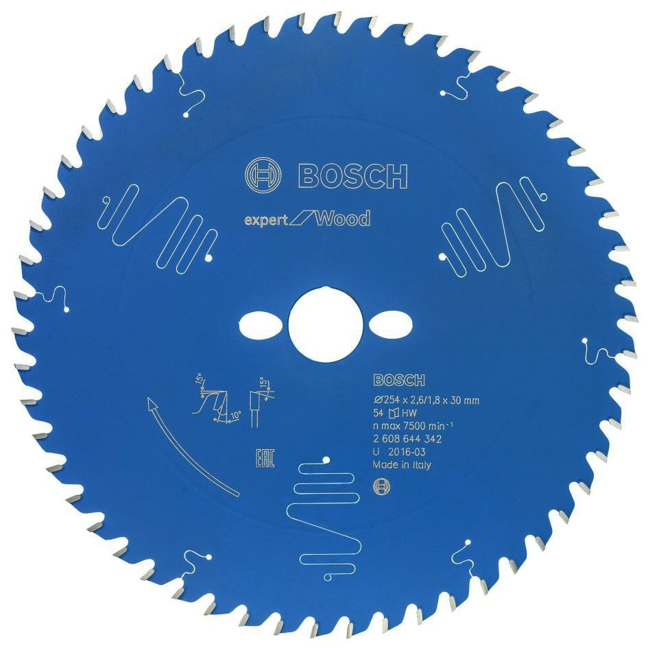 Bosch Blau Zubehör 2608644342 Hartmetall Kreissägeblatt Expert für Holz 254 x 30 x 54T