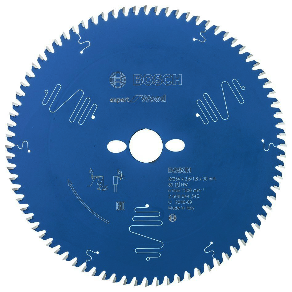 Bosch Blau Zubehör 2608644343 Hartmetall Kreissägeblatt Expert für Holz 254 x 30 x 80T