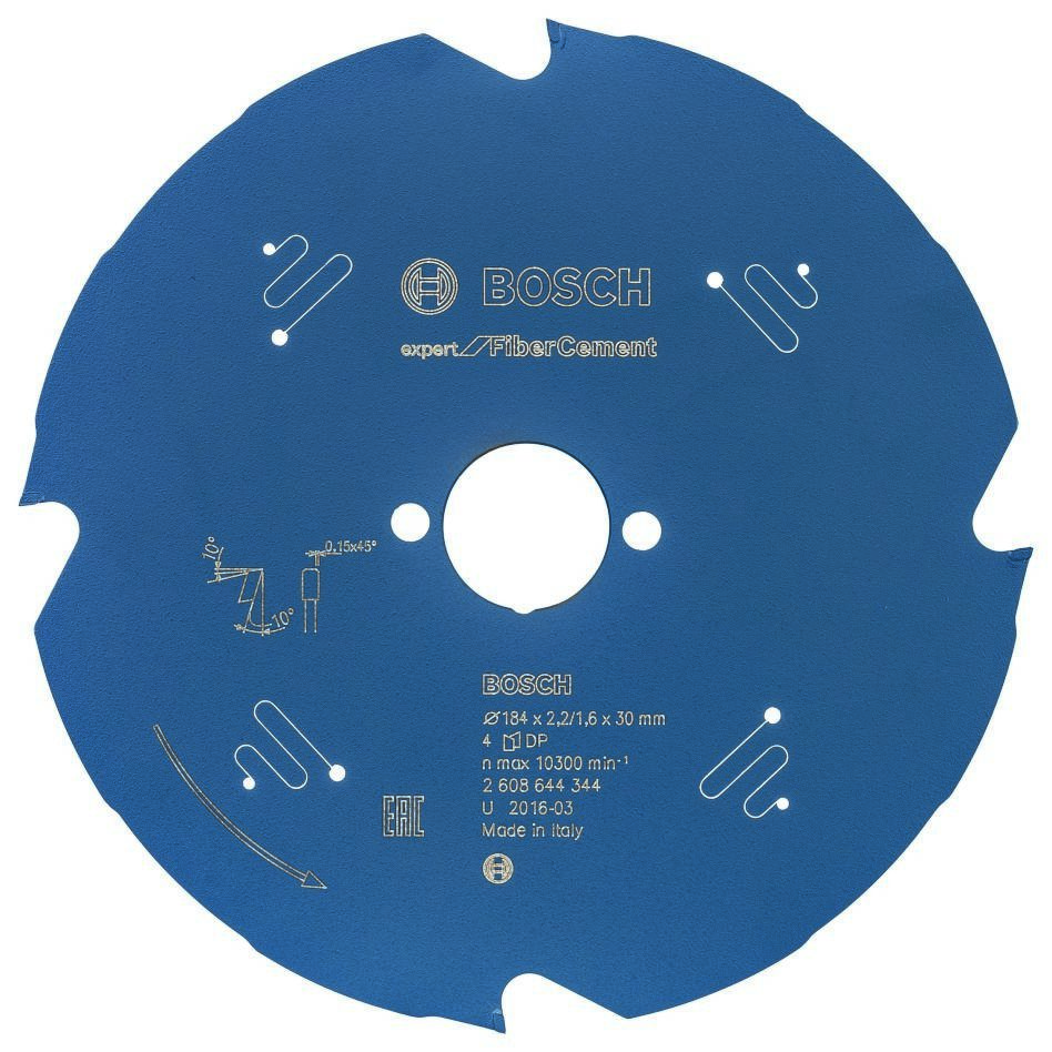 Bosch Blau Zubehör 2608644344 Hartmetall Kreissägeblatt Expert für Faserzement 184 x 30 x 4T