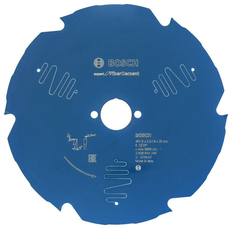 Bosch Blau Zubehör 2608644346 Hartmetall Kreissägeblatt Expert für Faserzement 216 x 30 x 6T
