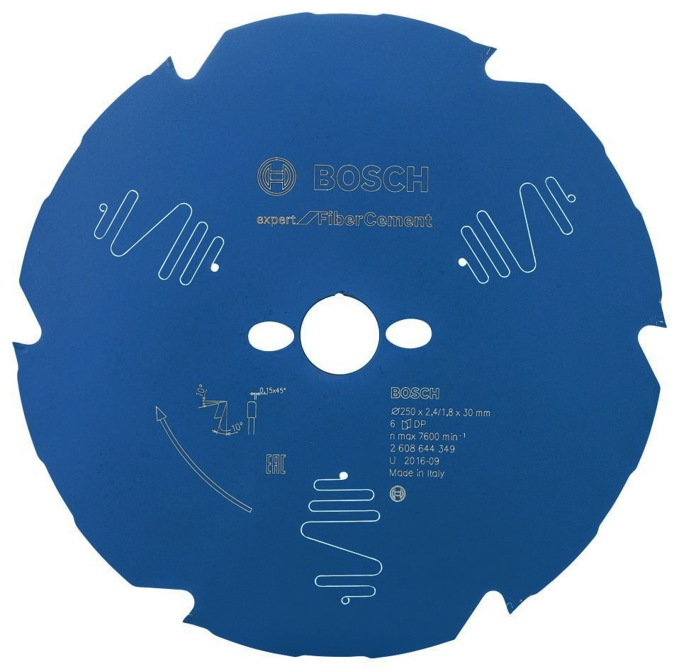 Bosch Blau Zubehör 2608644349 Hartmetall Kreissägeblatt Expert für Faserzement 250 x 30 x 6T