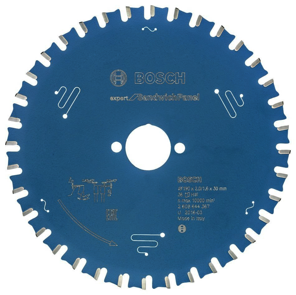Bosch Blau Zubehör 2608644367 Hartmetall Kreissägeblatt Expert für Sandwichplatten 190 x 30 x 36