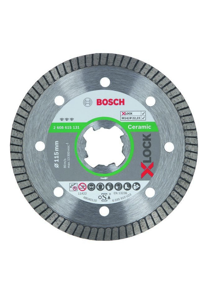 Bosch Blau Zubehör 2608615131 X-LOCK Diamanttrennscheibe Best for Ceramic Clean Turbo 115 x 22,23 x 1,4 x 7 mm 2608615131