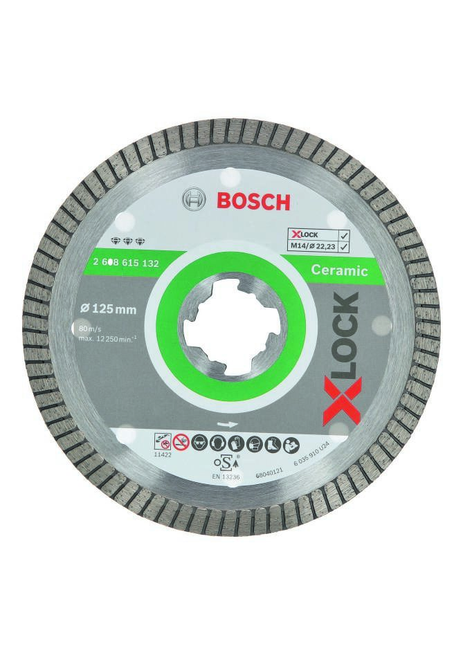 Bosch Blau Zubehör 2608615132 X-LOCK Diamanttrennscheibe Best for Ceramic Clean Turbo 125 x 22,23 x 1,4 x 7 mm 2608615132