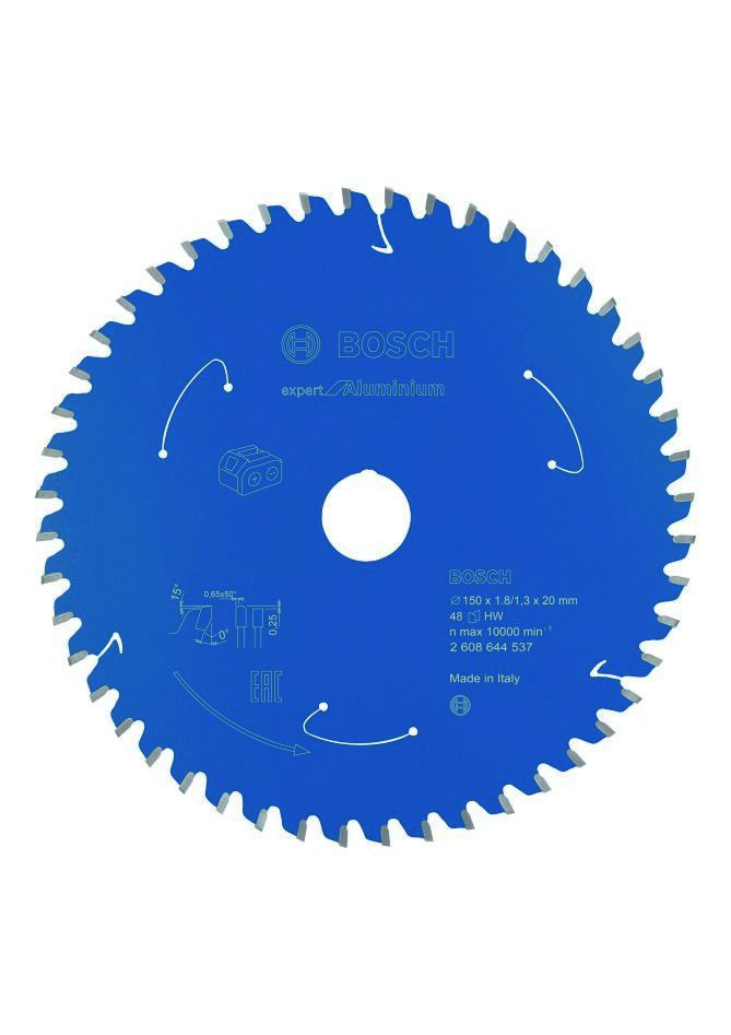 Bosch Blau Zubehör 2608644537 Hartmetall Kreissägeblatt Aluminium Expert für Akku-Sägen 150 x 20 x T48