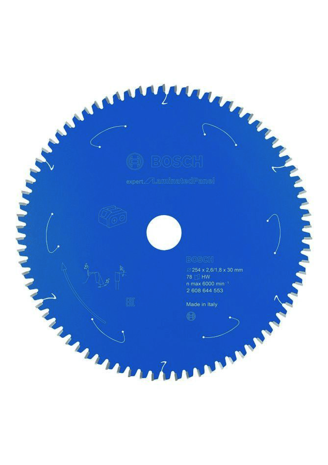Bosch Blau Zubehör 2608644553 Hartmetall Kreissägeblatt Laminated Panel Expert für Akku-Sägen 254 x 30 x 78T 2608644553