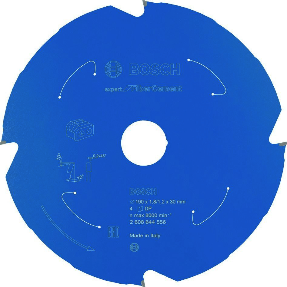 Bosch Blau Zubehör 2608644556 Hartmetall Kreissägeblatt Fibre Cement Expert für Akku-Sägen 190 x 30 x T4 2608644556